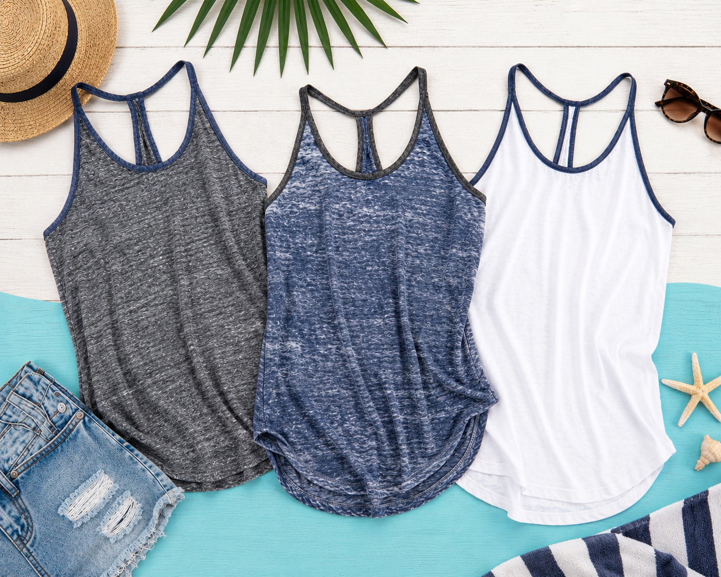 PRE-ORDER BY 6/15: Tri-blend Burnout Y-Back Ringer Tank