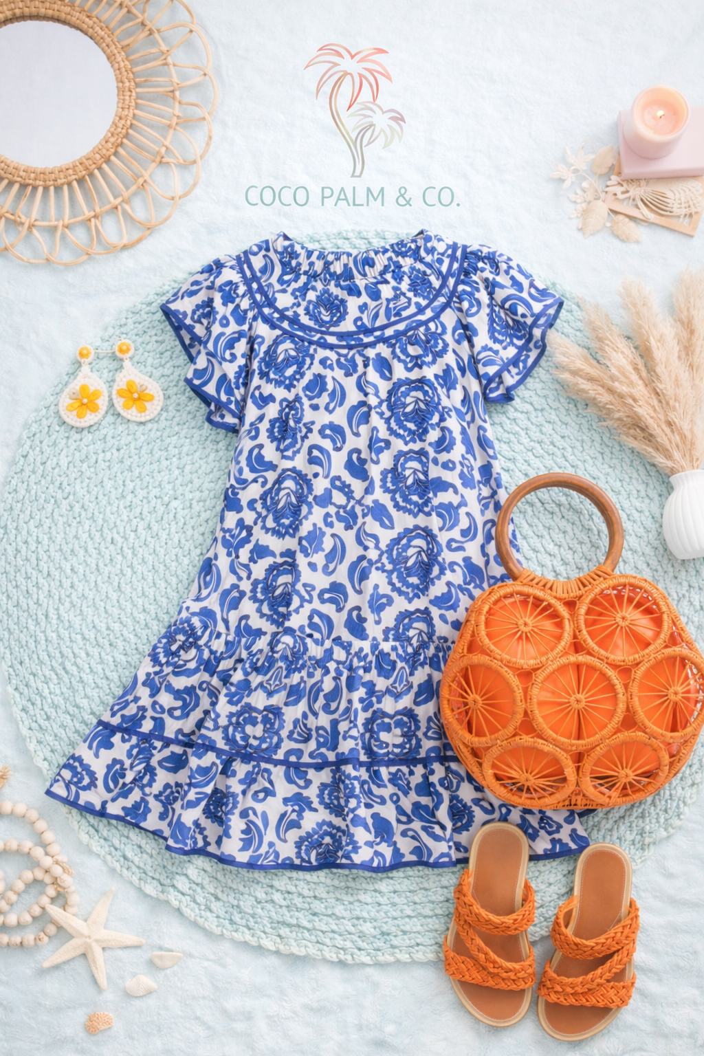 Umgee Abstract Print Babydoll Mini Dress