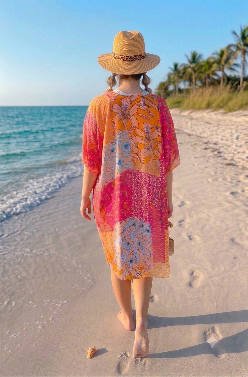 PRE-ORDER BY 7/6/26: Multi Patchwork Printed Kimono Cover Up