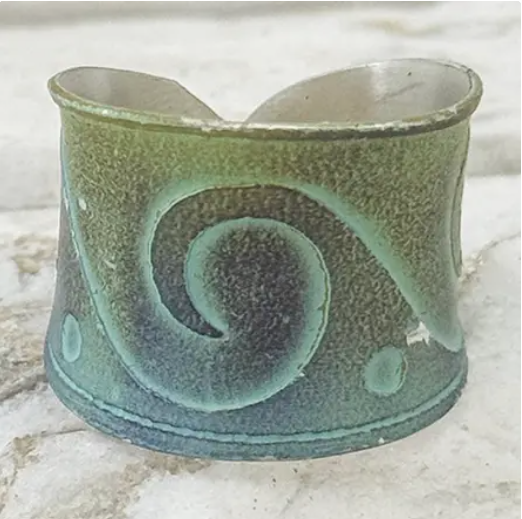 PRE-ORDER BY 7/6/26: Handcrafted Green & Blue Wave Patina Ring