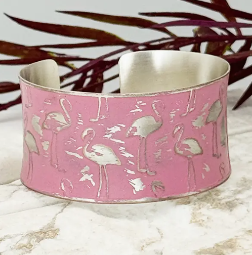 PRE-ORDER BY 7/6/26: Handcrafted Pink Flamingo Patina Bracelet