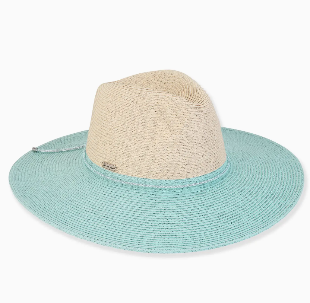 PRE-ORDER BY 7/6/26: Braided Aqua and Beige Fedora With Band