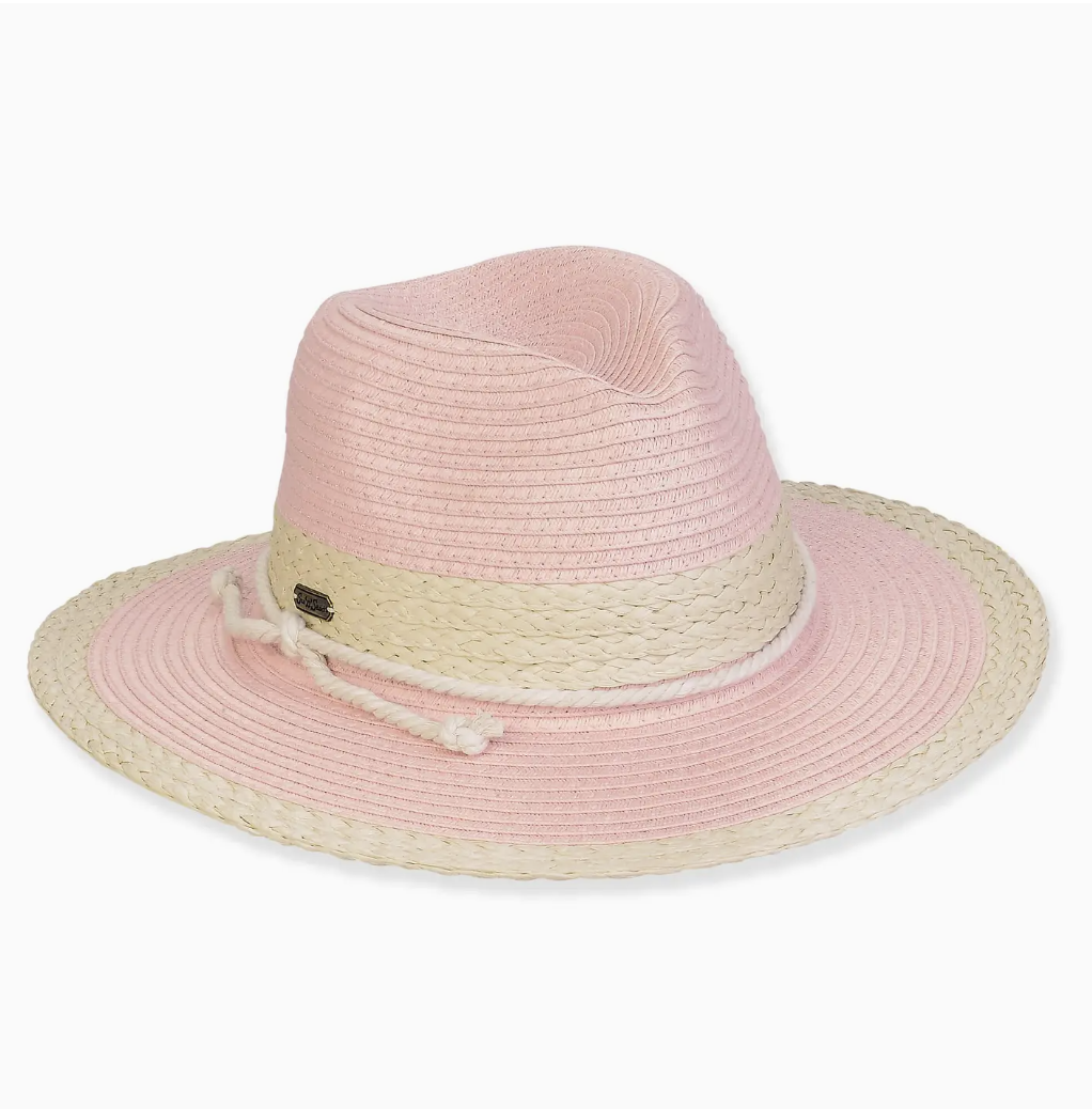 PRE-ORDER BY 7/6/26: Braided Pink and Beige Fedora with Rope Band