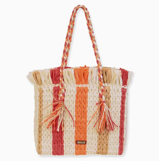 PRE-ORDER BY 7/6/26: Orange Paper Straw Shoulder Tote