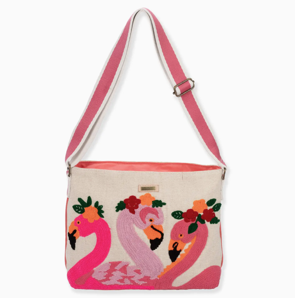 PRE-ORDER BY 7/6/26: Floral Flamingos Crossbody