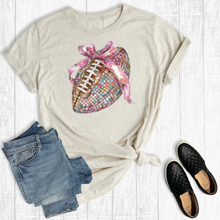 Football Disco Coquette Bow Graphic Tee image 0