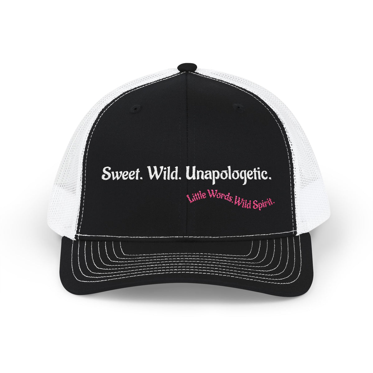 Sweet. Wild. Unapologetic. | Embroidered Snapback Trucker Hat | Full Black