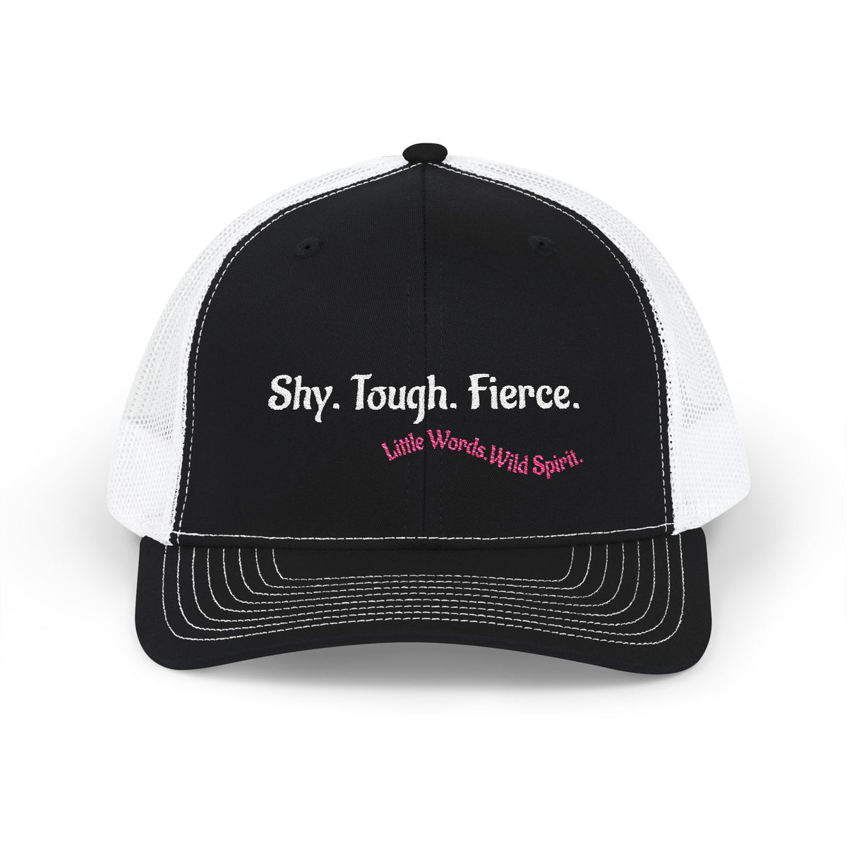 Shy. Tough. Fierce. | Embroidered Snapback Trucker Hat | Full Black