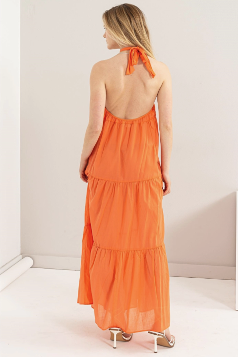 Taylor Halter Cover-Up Maxi Dress in Orange image 2