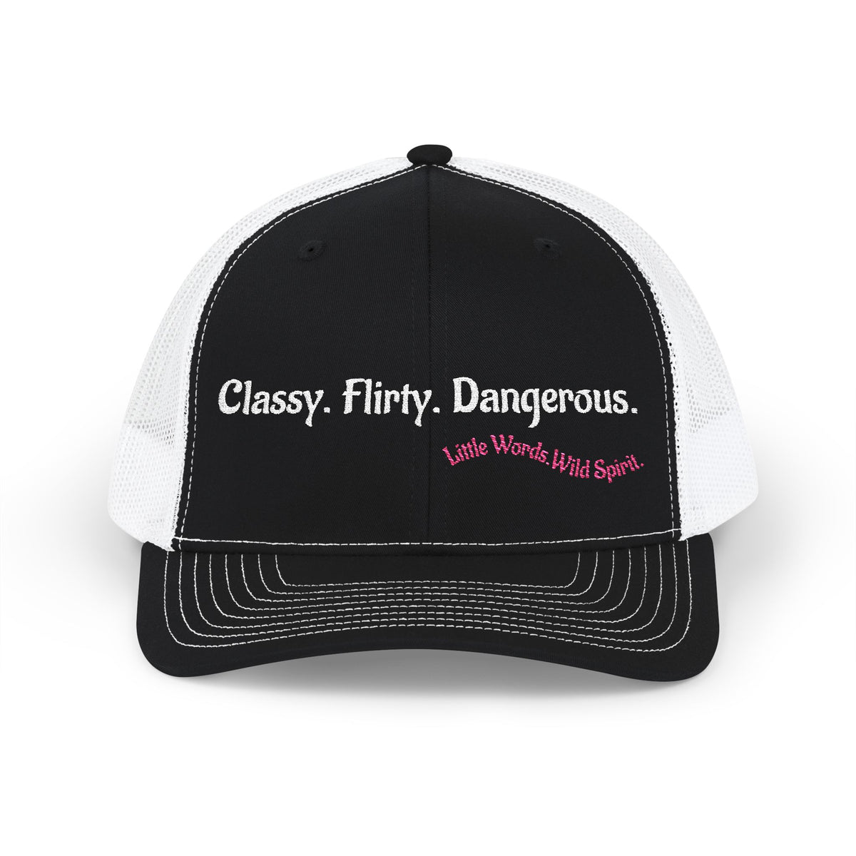 Classy. Flirty. Dangerous. | Embroidered Snapback Trucker Hat | Full Black