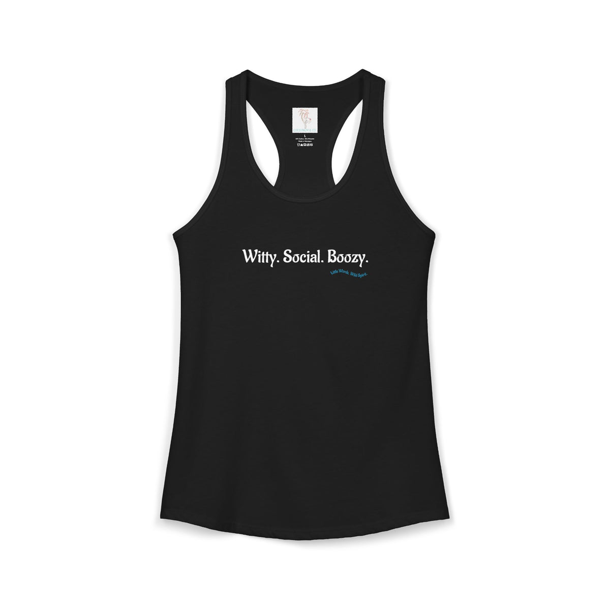 Witty. Social. Boozy. | Racerback Tank | Black