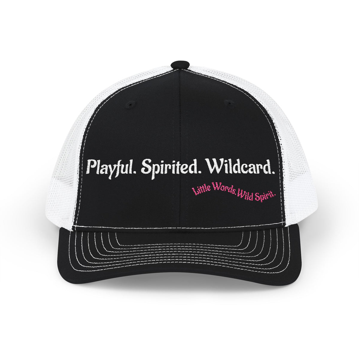 Playful. Spirited. Wildcard. | Embroidered Snapback Trucker Hat | Full Black