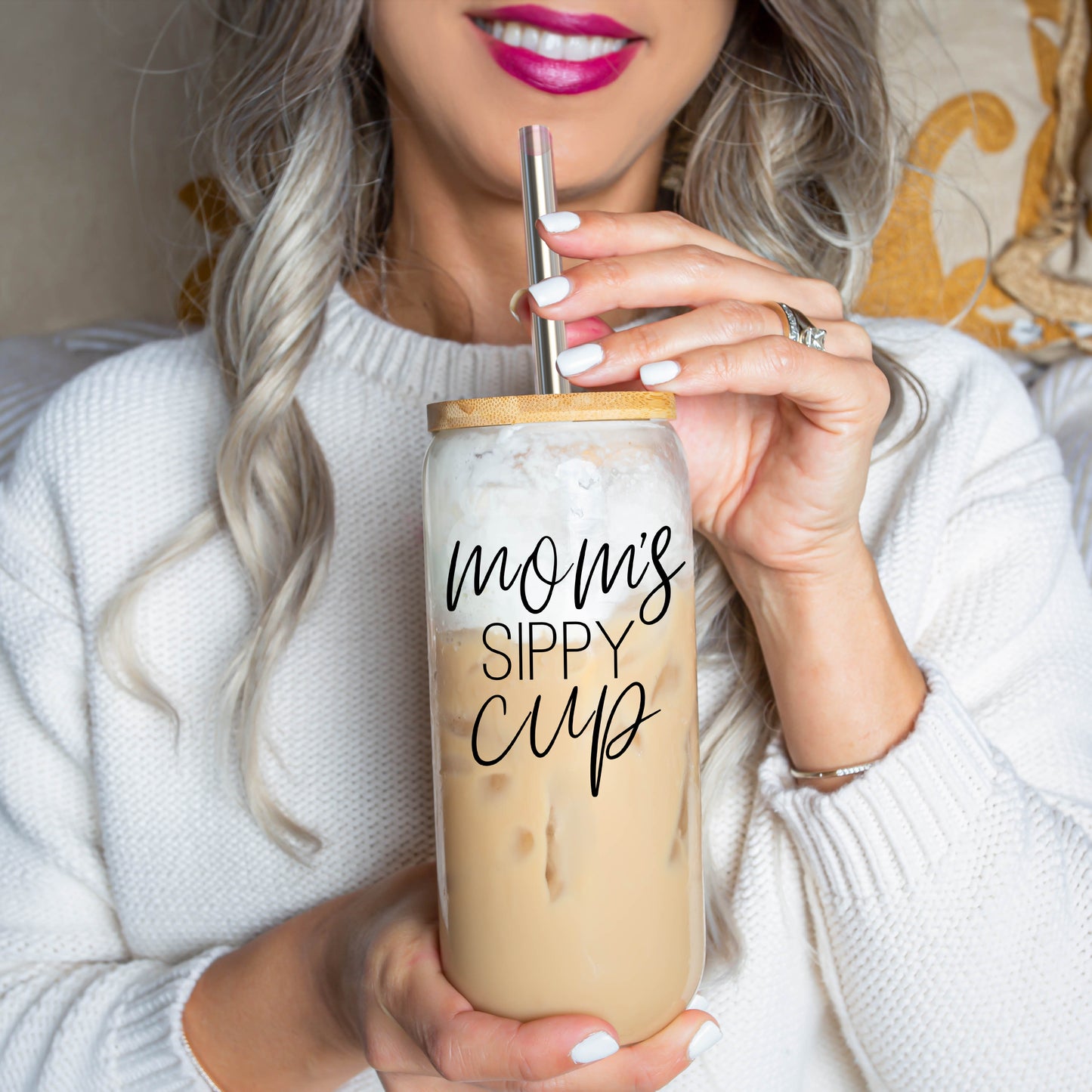 Mom's Sippy Cup with Bamboo Top and Stainless Steel Straw image 0