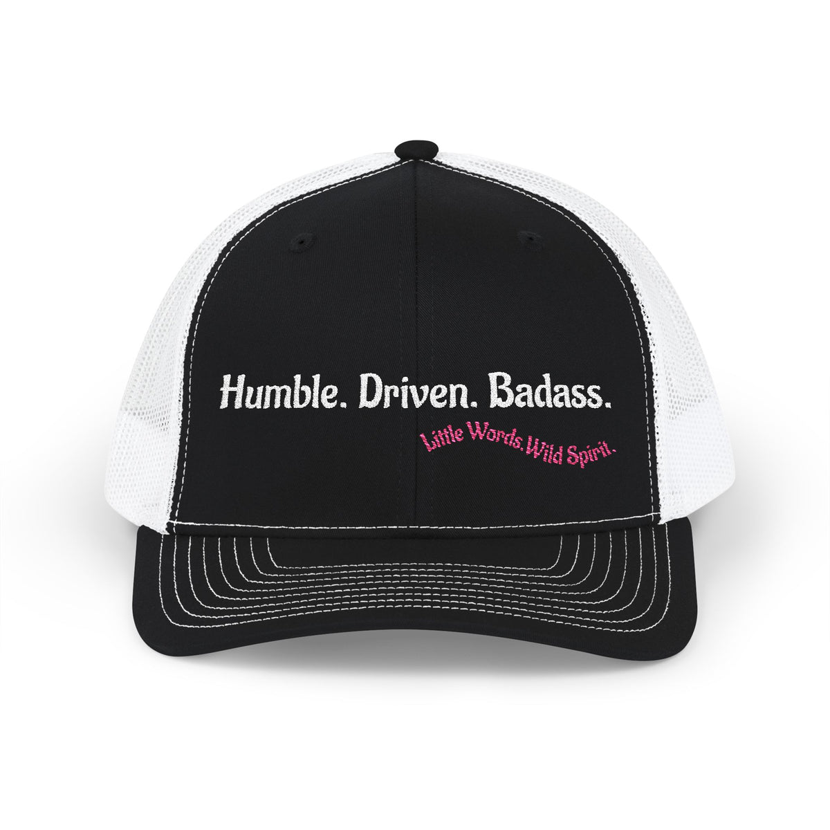 Humble. Driven. Badass. | Embroidered Snapback Trucker Hat | Full Black