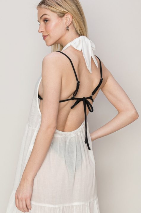 Taylor Halter Cover-Up Maxi Dress in White image 1