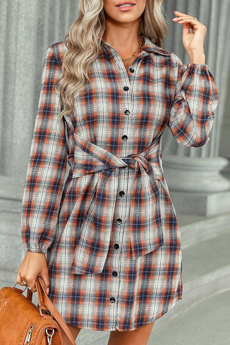 Andi Plaid Shirt Dress with Front Tie image 2