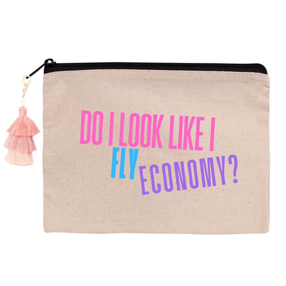 Fly Economy... Zippered Canvas Pouch