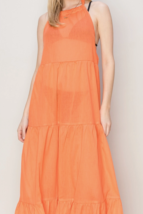 Taylor Halter Cover-Up Maxi Dress in Orange image 1