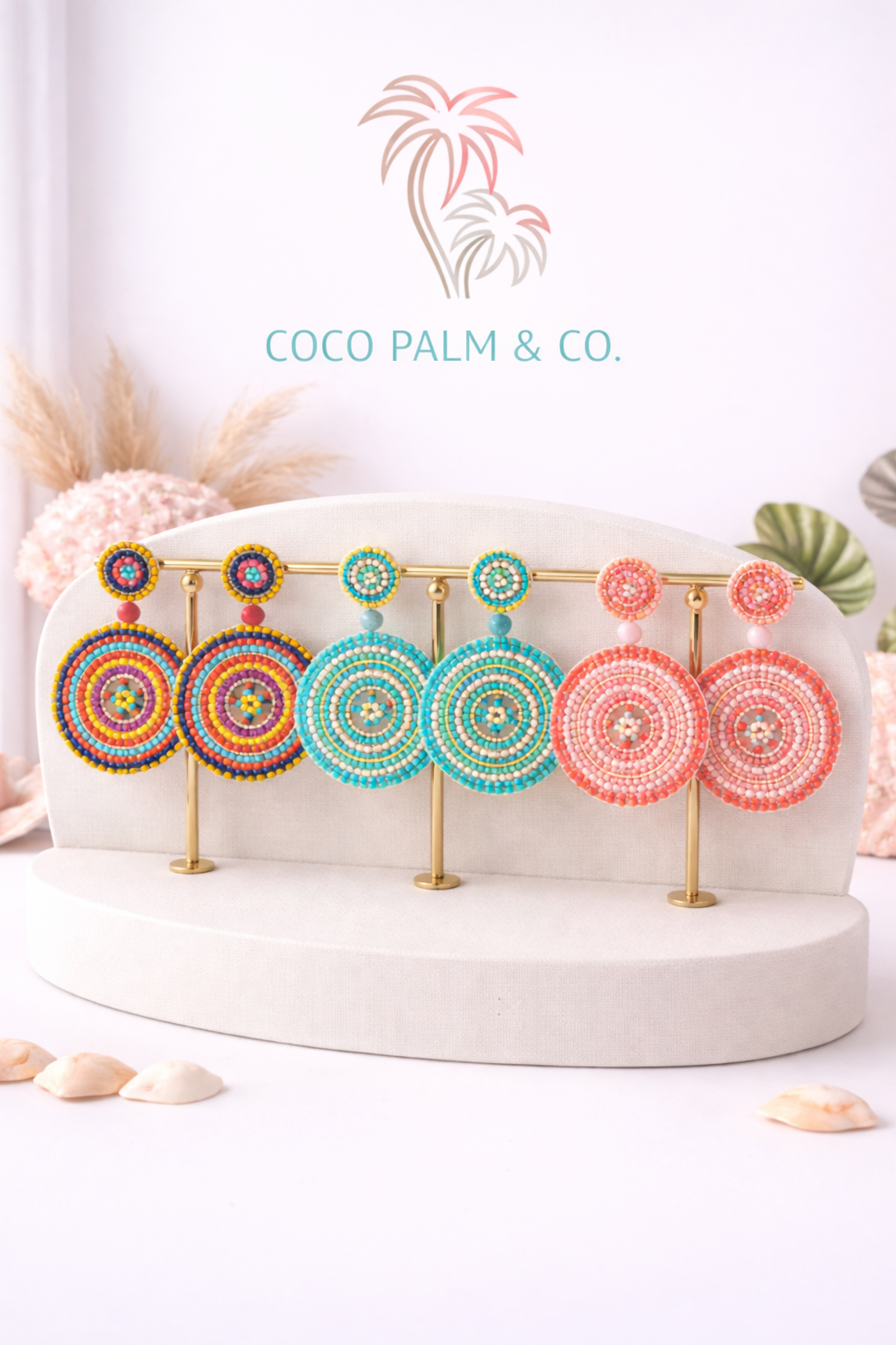 Handmade Vibrant Color Seed Bead Disk Drop Earrings