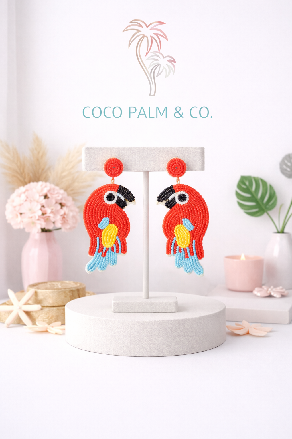 Tropical Bird Seed Bead Earrings