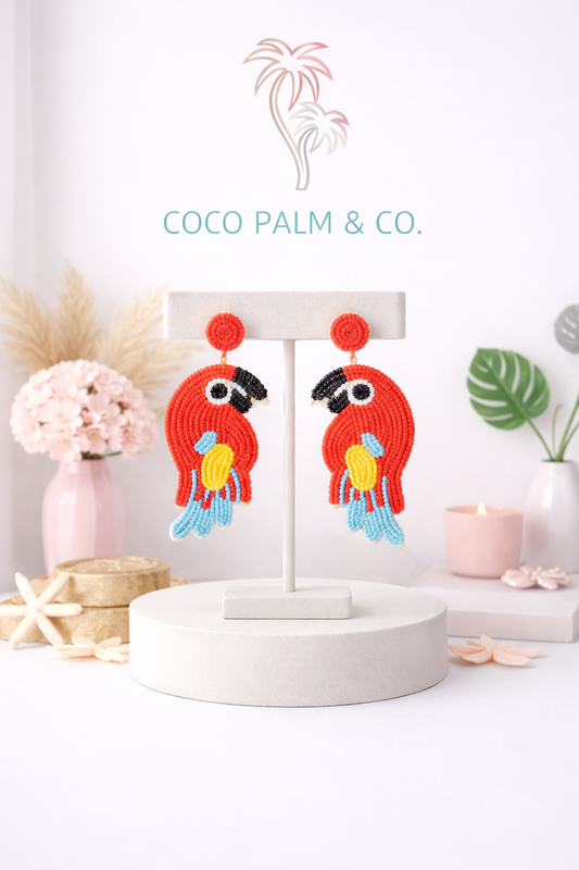 Tropical Bird Seed Bead Earrings