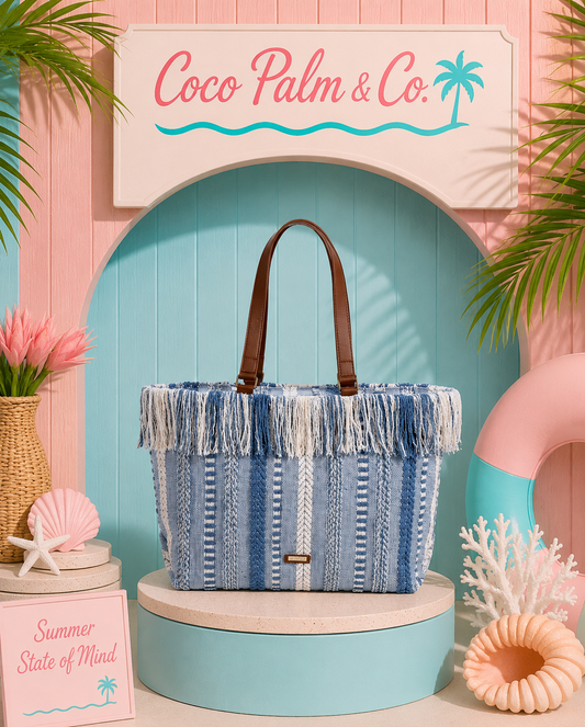 PRE-ORDER BY 7/6/26: Woven Blues Shoulder Tote