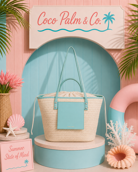 PRE-ORDER BY 7/6/26: Teal Paper Straw Shoulder Tote