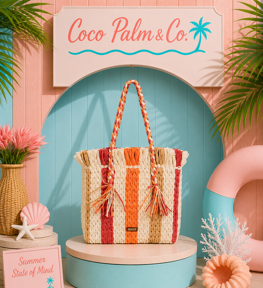 PRE-ORDER BY 7/6/26: Orange Paper Straw Shoulder Tote