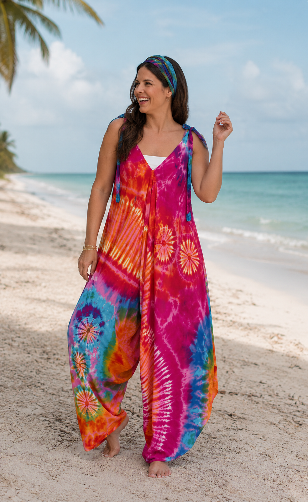 PRE-ORDER BY 6/15: Rainbow Wide-Leg Tie-Dye Romper
