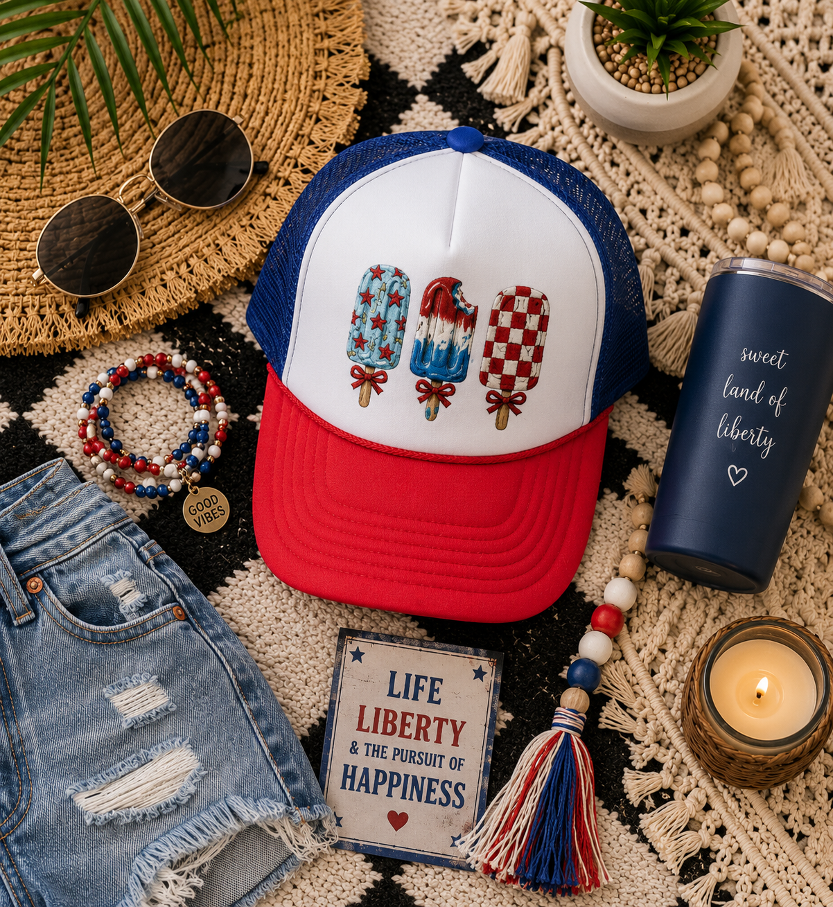 PRE-ORDER BY 6/15/26: "Patriotic Ice Cream" Red, White, and Blue Trucker Hat