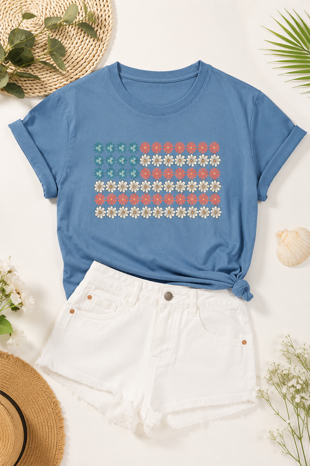 PRE-ORDER BY 5/30/26: USA Floral Flag Patriotic Graphic Tee