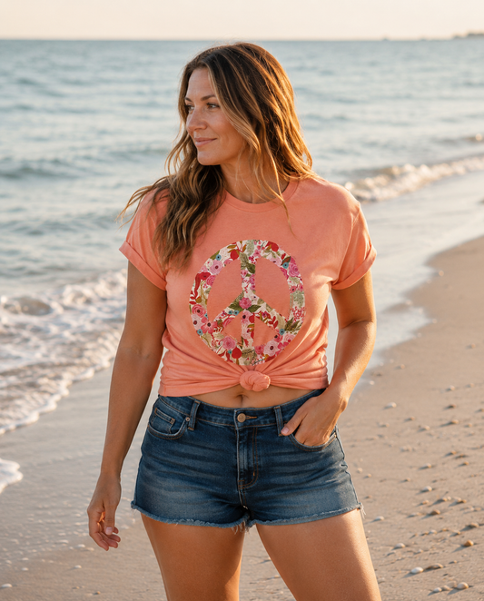 PRE-ORDER BY 5/30/26: Floral Peace Sunset Tee