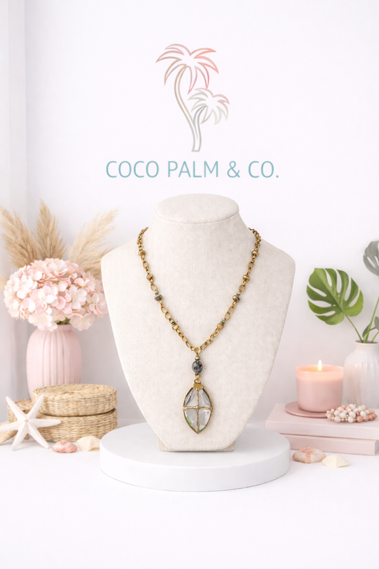 Bronze Chain Glass Bead Rosary-Inspired Statement Necklace