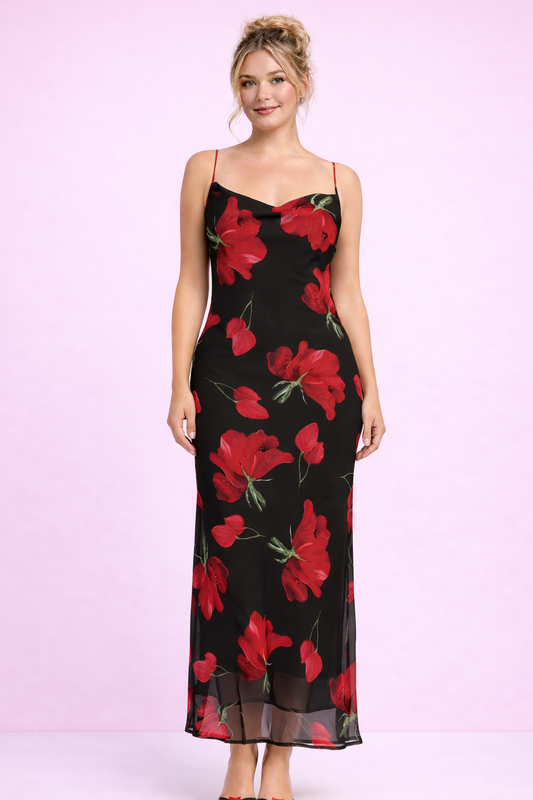 Emory Park Floral Printed Cowl Neck Maxi Dress