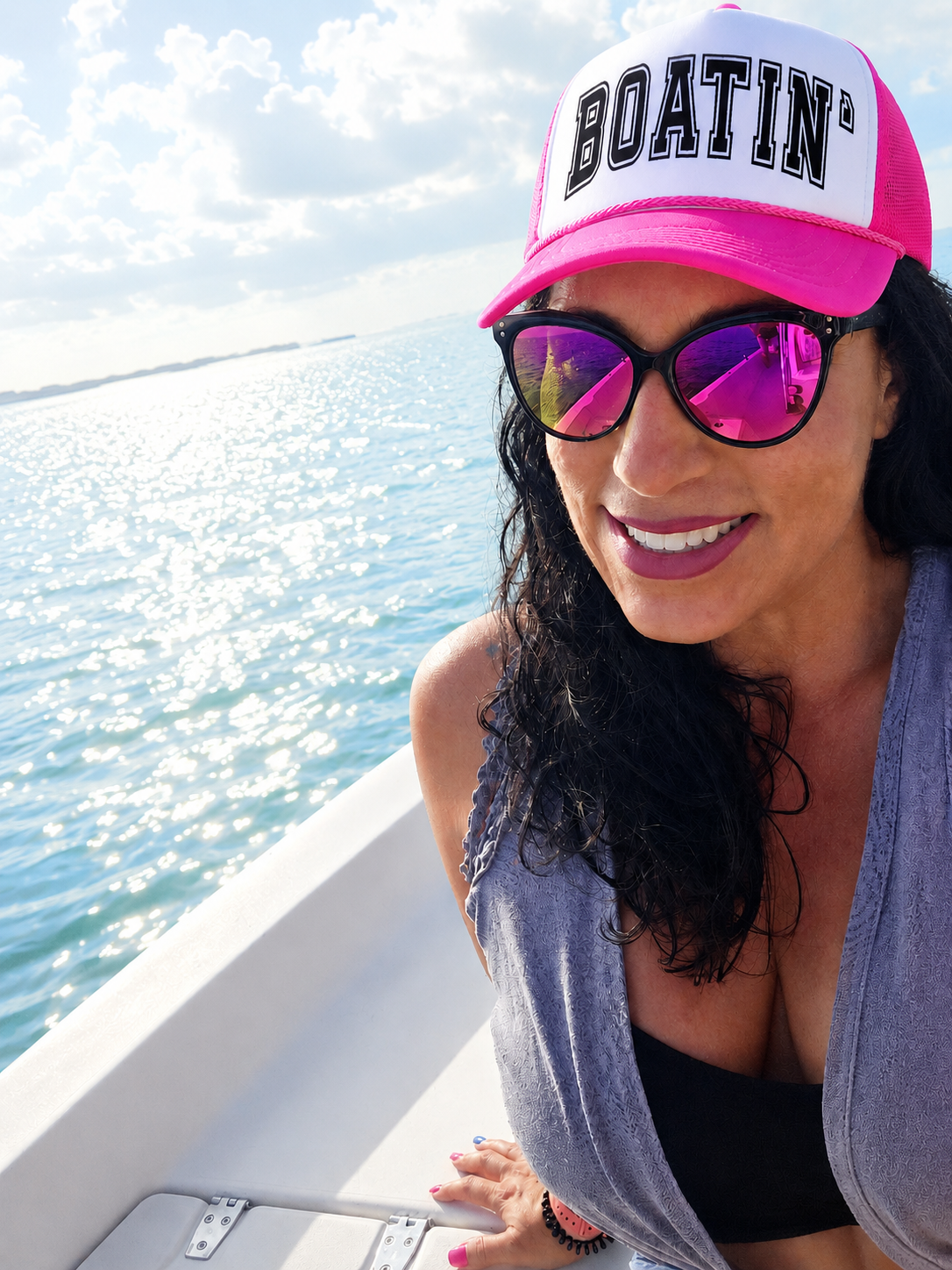 PRE-ORDER BY 6/15/26: "Boatin" Hot Pink and White Trucker Hat