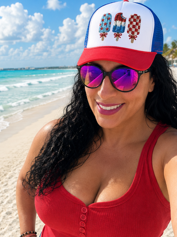 PRE-ORDER BY 6/15/26: "Patriotic Ice Cream" Red, White, and Blue Trucker Hat