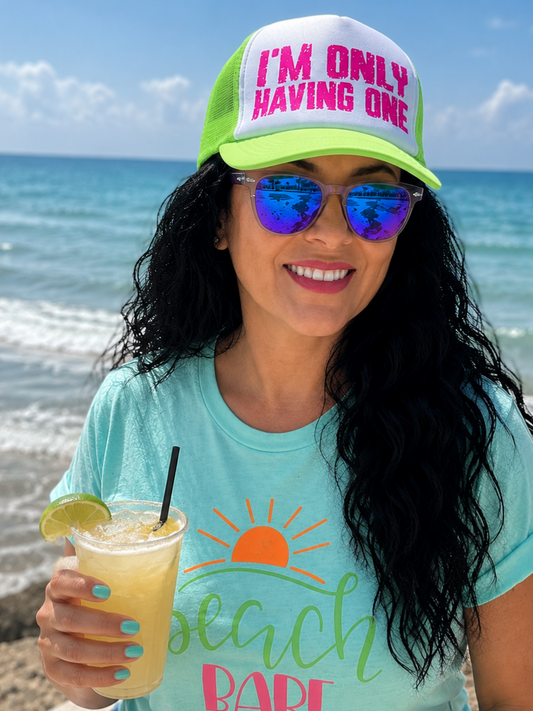 PRE-ORDER BY 5/30/26: "I'm Only Having One" Neon Green and White Trucker Hat