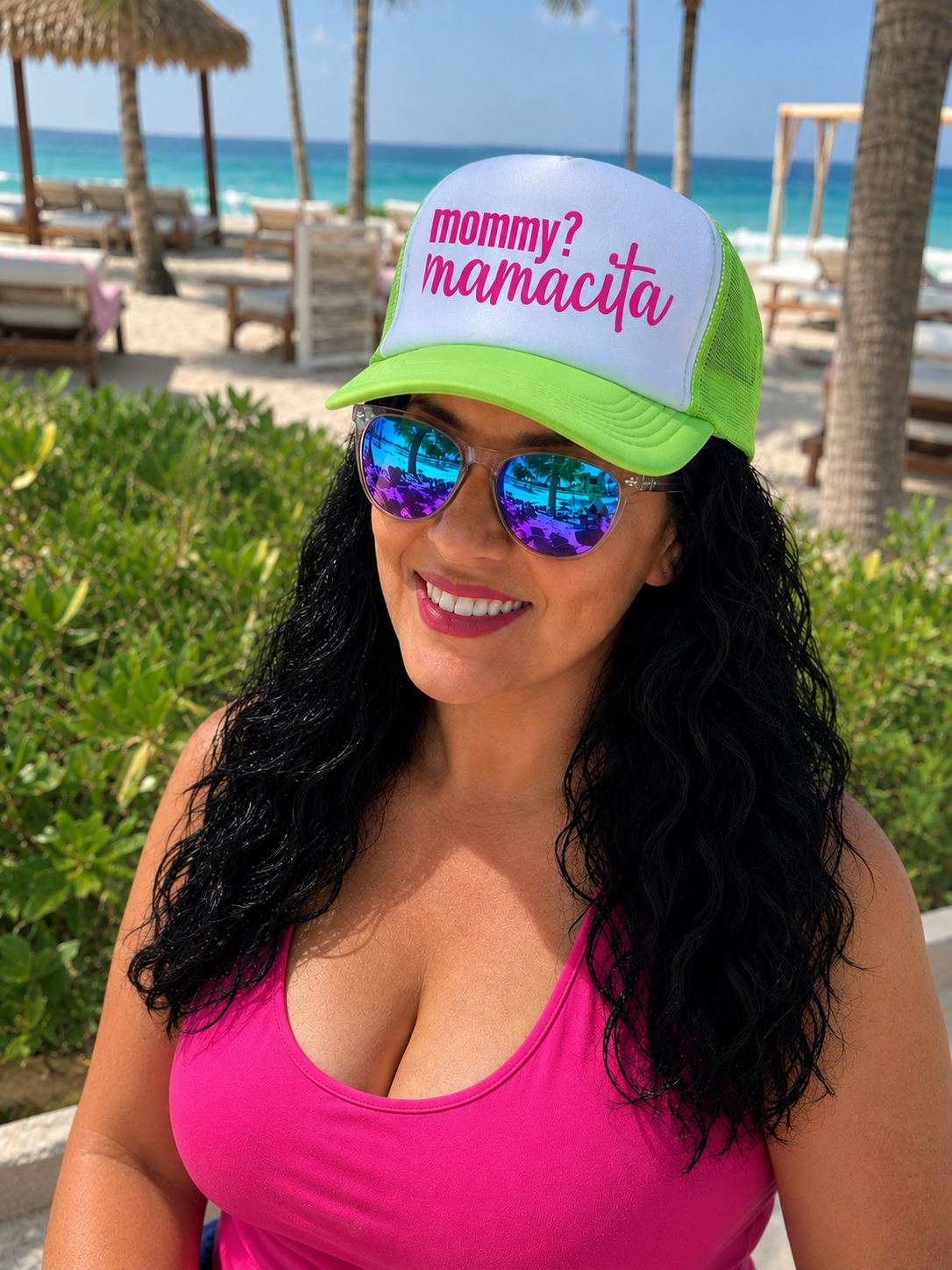 PRE-ORDER BY 5/30/26: Mommy? Mamacita Neon Green and White Foam Trucker Hat