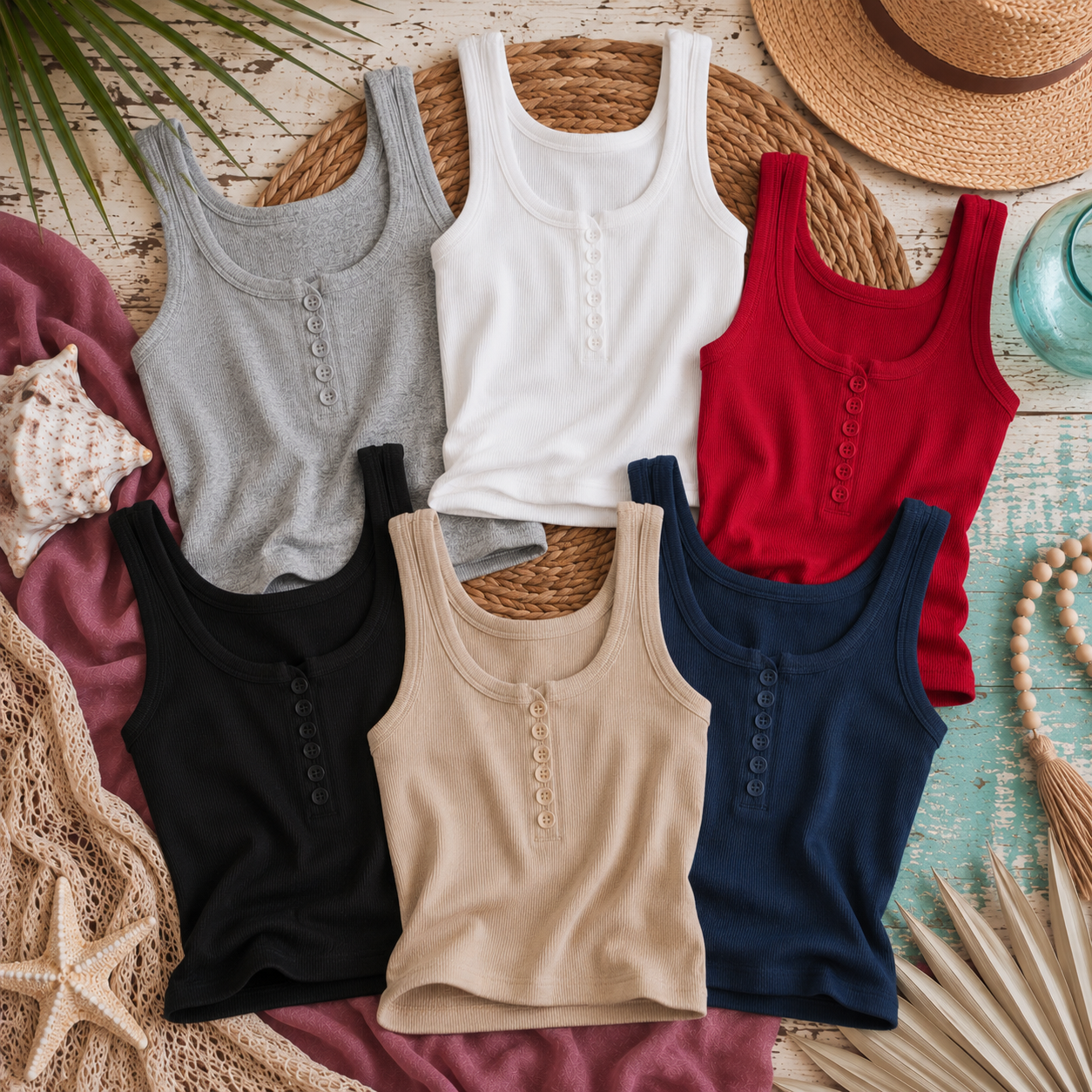 PRE-ORDER BY 6/15: Button-Front Crop Top Tank