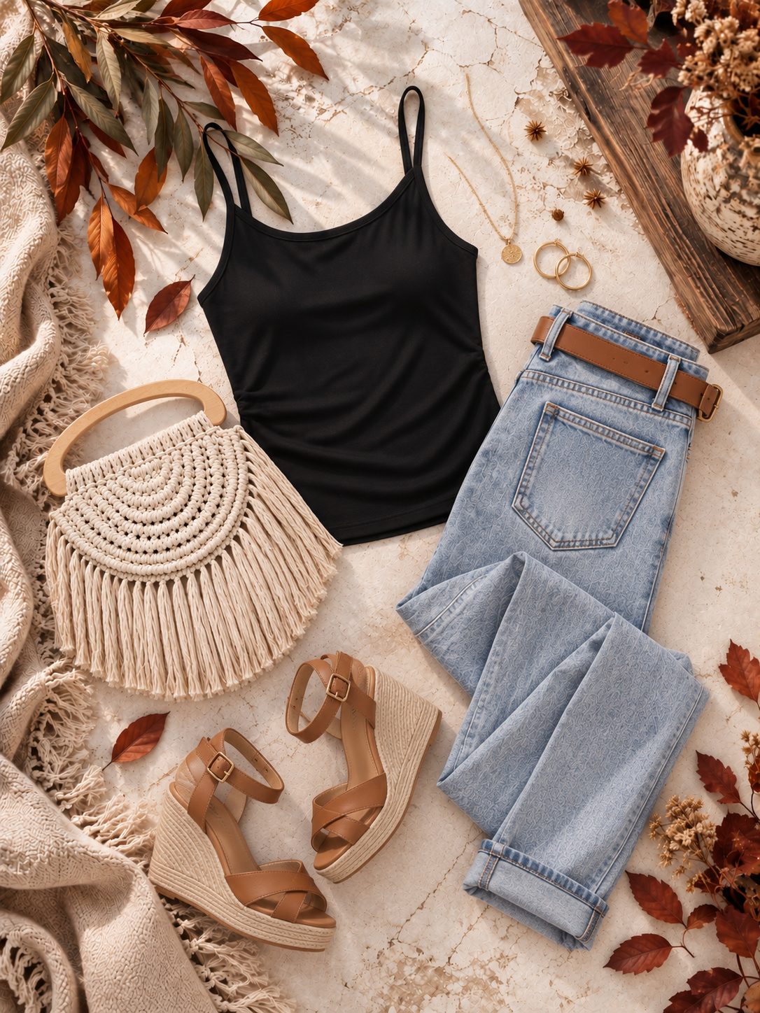 Zenana Double Layered Round Neck Spaghetti Cami in Black