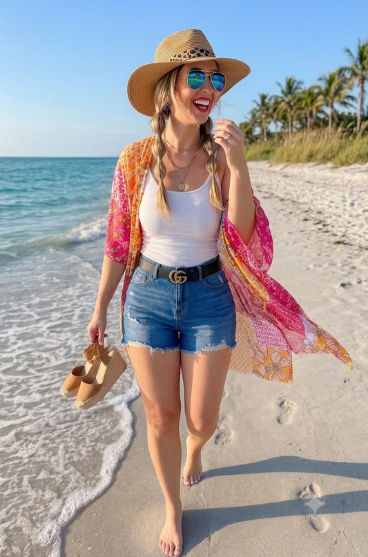 PRE-ORDER BY 7/6/26: Multi Patchwork Printed Kimono Cover Up