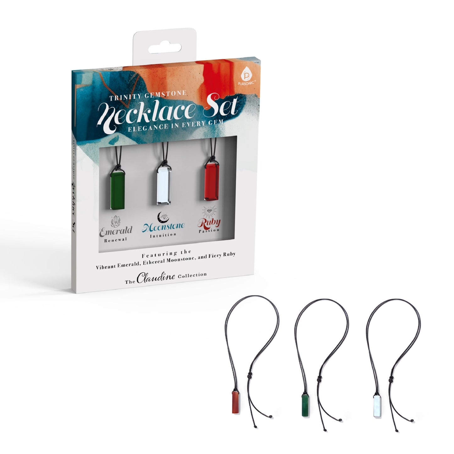 Trinity Gemstone Necklace Set – Elegance in Every Gem