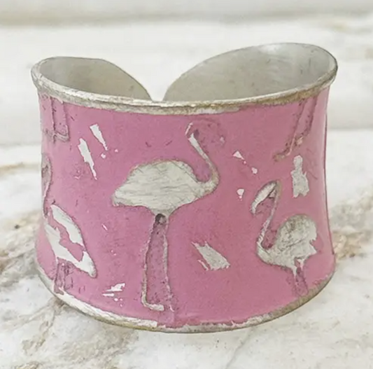 PRE-ORDER BY 7/6/26: Handcrafted Pink Flamingo Patina Ring