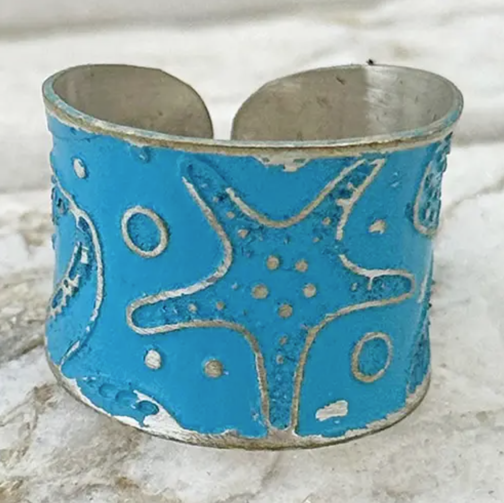 PRE-ORDER BY 7/6/26: Handcrafted Blue Sea Life Patina Ring