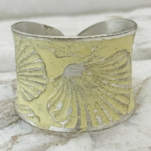 PRE-ORDER BY 7/6/26: Handcrafted Pale Yellow Scallop Patina Ring