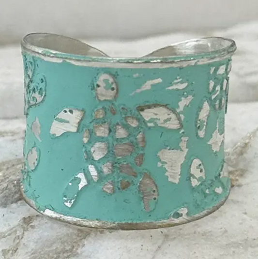 PRE-ORDER BY 7/6/26: Handcrafted Mint Green Sea Turtle Patina Ring