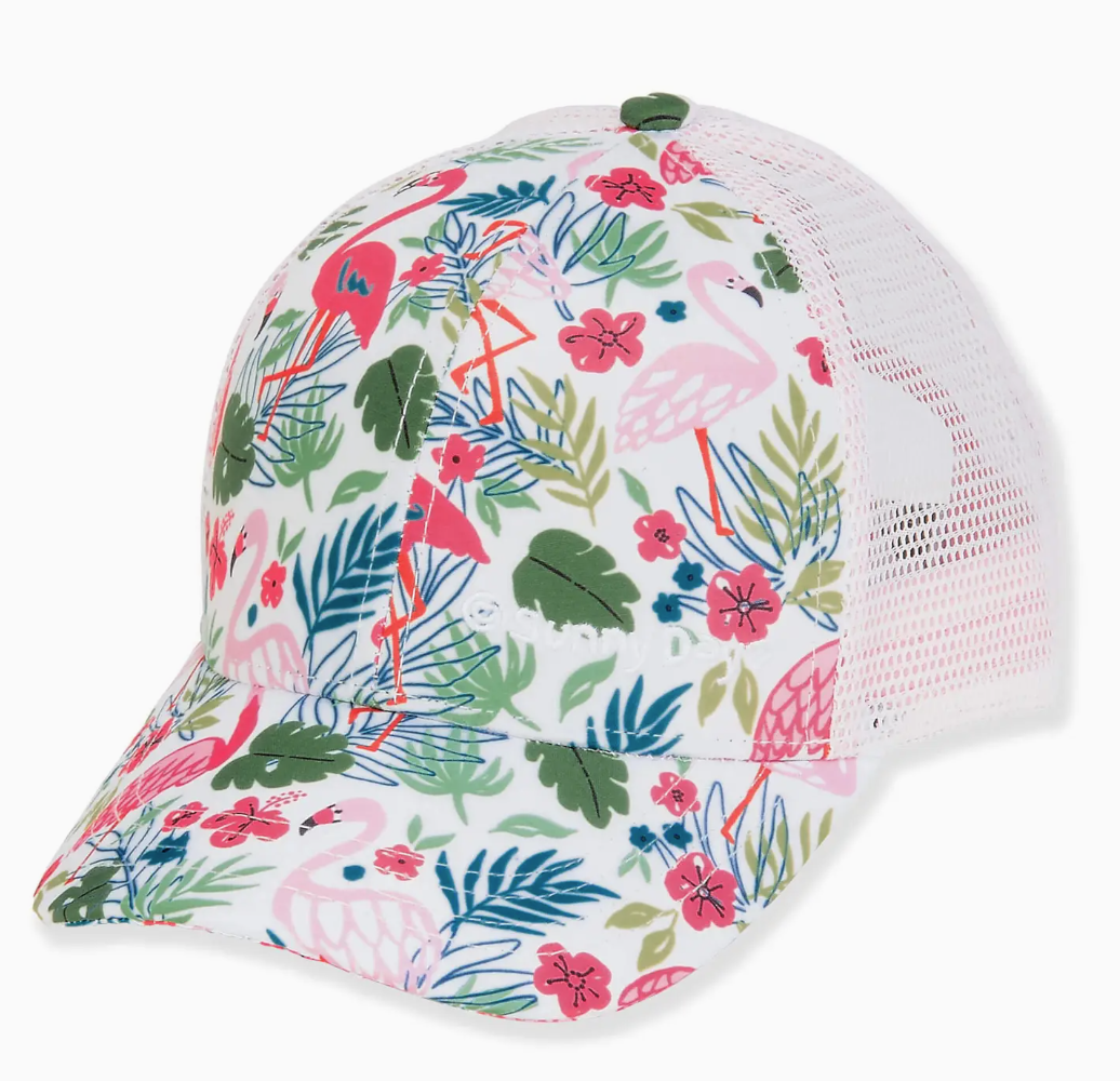 PRE-ORDER BY 7/6/26: Sunny Dayz Tropical Flamingo Poly Trucker Ball Cap