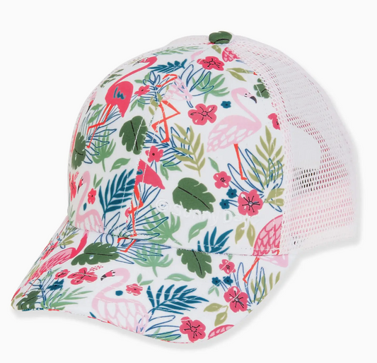 PRE-ORDER BY 7/6/26: Sunny Dayz Tropical Flamingo Poly Trucker Ball Cap
