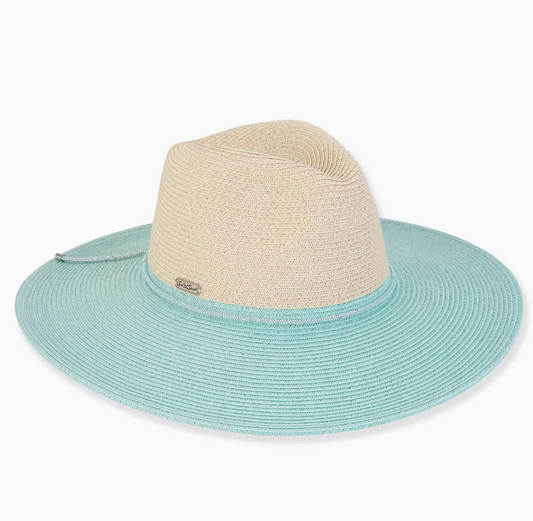 PRE-ORDER BY 7/6/26: Braided Aqua and Beige Fedora With Band