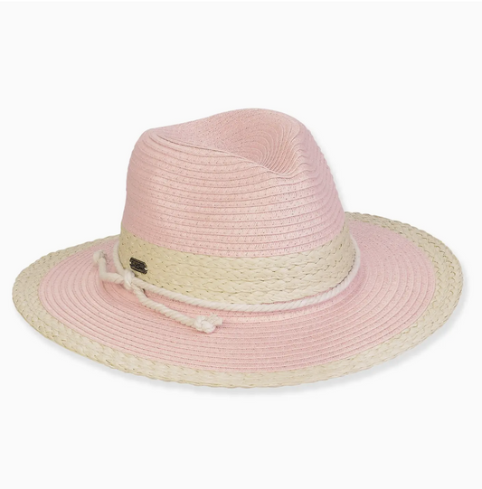 PRE-ORDER BY 7/6/26: Braided Pink and Beige Fedora with Rope Band